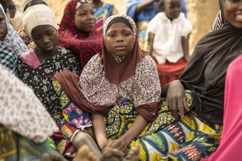 Girls sitting together at a mercy corps girls group in niger