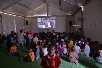 Mercy Corps and UNICEF have set up a “cinema tent” in Za'atari camp, where kid-friendly movies are shown daily.