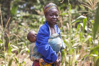 Woman with baby in drc